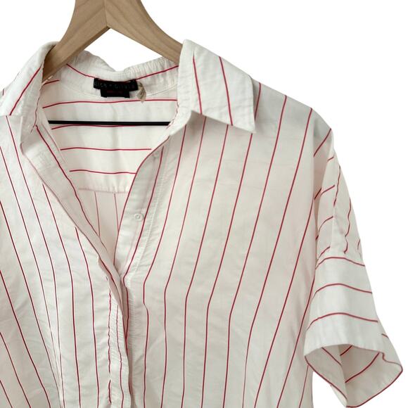 ALICE & OLIVIA White Button Up Shirt with Red Stripes – Small - Picture 4 of 10